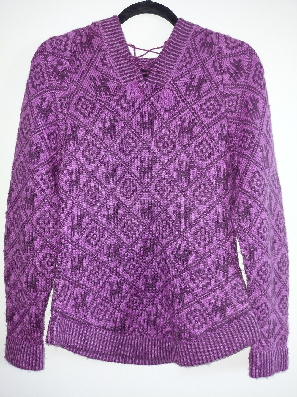 Purple Alpaca Sweater with Tassels